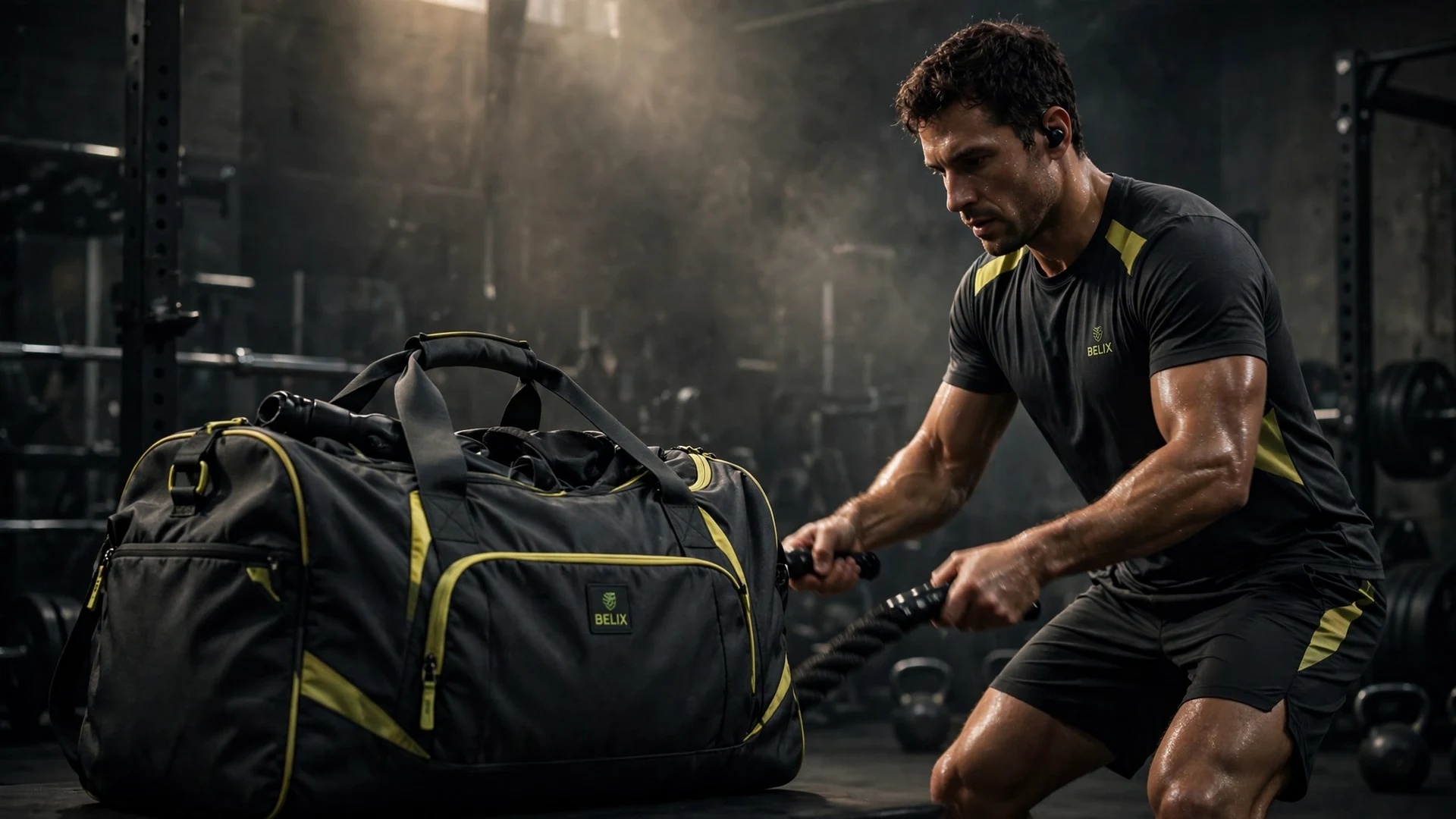 Charcoal custom gym wear with volt accents