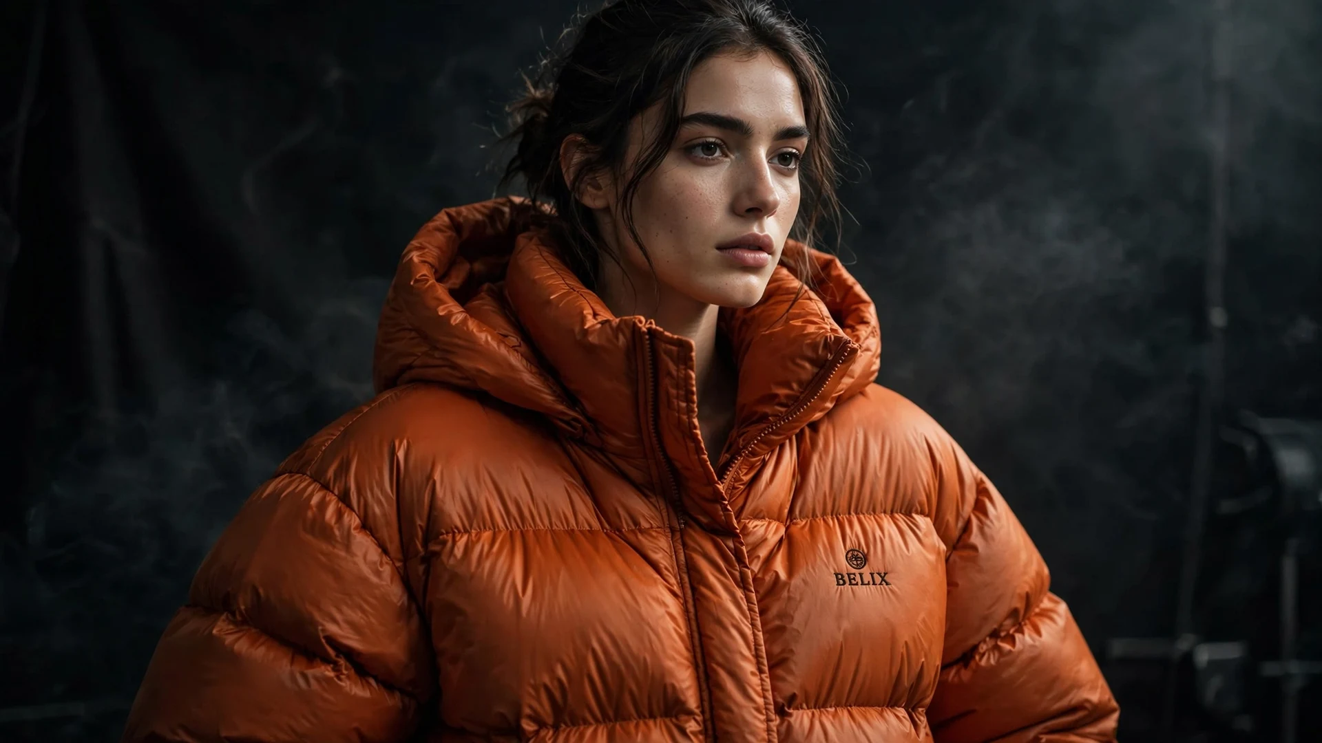 Burnt orange custom puffer winter jacket