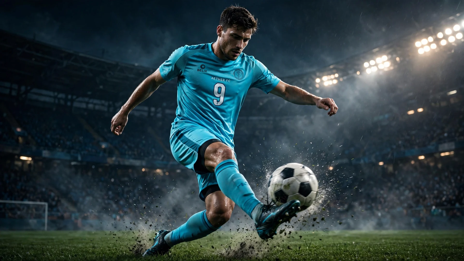 Bright turquoise custom soccer kit