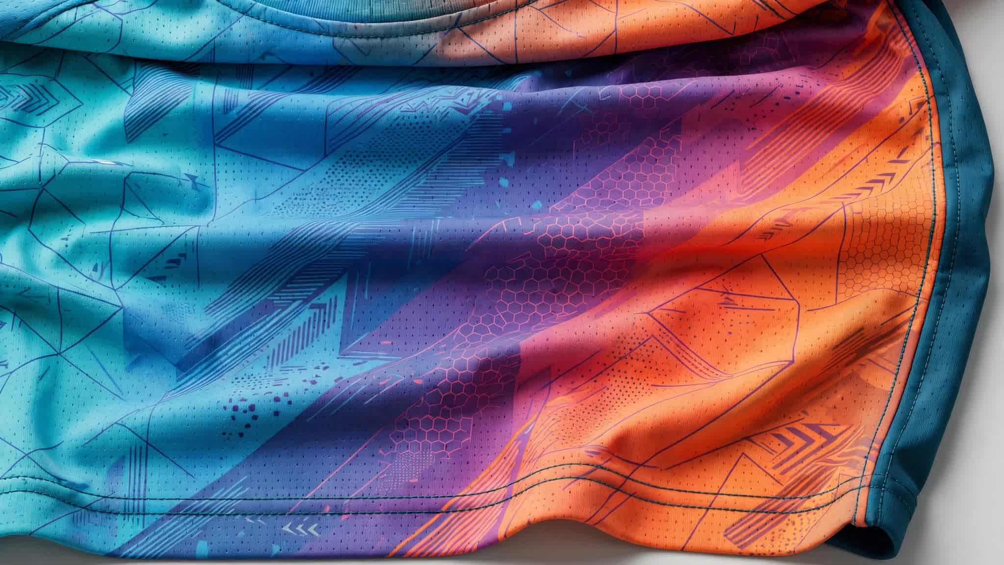 Close-up of full-color sublimated performance sportswear